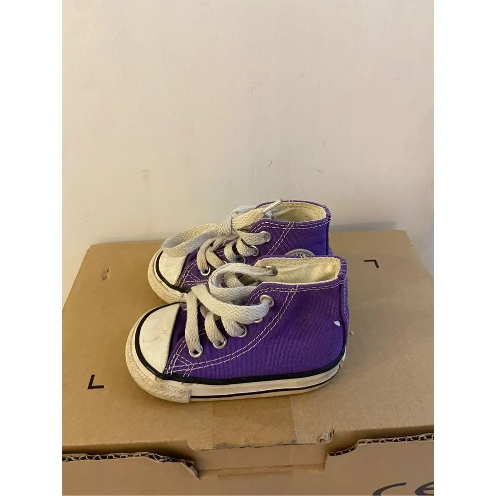 Converse all‎ star high top tennis shoes little girls size 4 purple